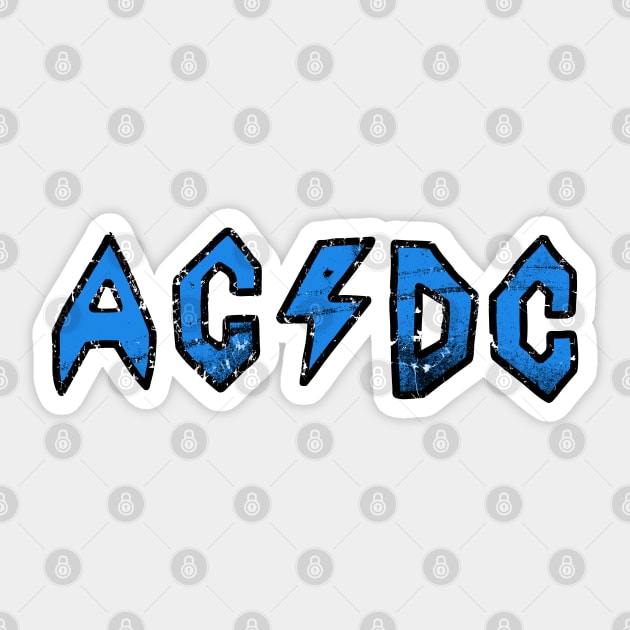 Butt-Head AC/DC Distressed - Blue Sticker by Botak Solid Art